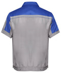 Back view of Mens Short Sleeve Mechanic Work Jacket With Reflective Safety Stripes And Heavy Duty Zipper Durable Contrast Utility Shirt Built Different And Kick Ass For The Daily Hustle.