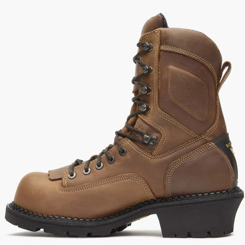 Logger Style Composite Toe Work Boot With Waterproof System And Electrical Hazard Safety Full Grain Leather Upper Brown Wide 8.5
