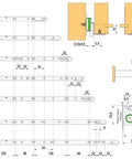 Technical drawing of 2 Pack Drawer Runners With Roller Guide, Partial Extension Telescopic Rails, 400mm length, diagrams included