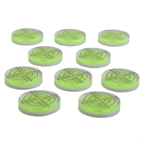10PCS Circular for spirit Level 32mm Clear with precise markings, ideal for accuracy in woodwork and industrial settings.