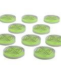Circular for spirit Level 32mm High Translucent for acrylic Body, set of 10 levels with precision markings and green translucency.