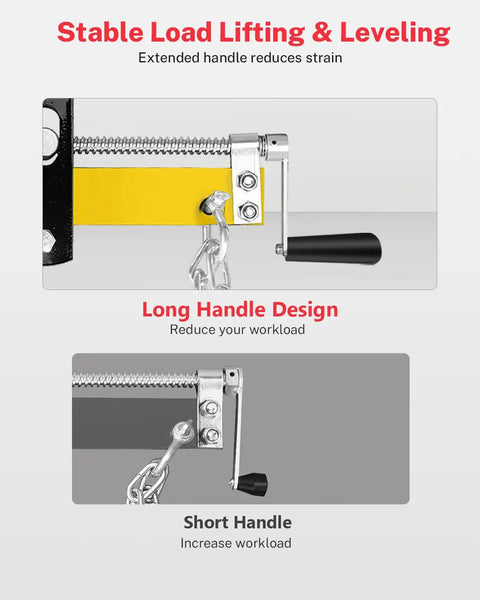 Heavy Duty 2 Ton Engine Hoist With Folding Crane And Lever, showcasing long and short handle design for load lifting and leveling.
