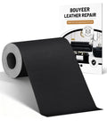 Heavy Duty Self Adhesive Leather Repair Tape Kit For Beat Up Furniture Sofa And Car Seats Quick Waterproof Vinyl Patch Fix, black adhesive vinyl roll in packaging.