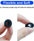 Kickass Rubber Grommet Kit Including 82 Durable Wire And Cable Protectors That Snap On Quick, showing a flexible black silicone grommet.