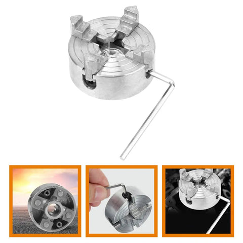 Mini 4-Jaw Lathe Chuck Manual Clamp Hand Chuck For Precision Machining And DIY Metalworking, with adjustable jaws and hex key