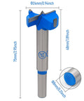 Pro Grade Forstner Drill Bit 24mm Tungsten Carbide Wood Hole Cutter, blue tip with measured dimensions, stainless steel body.