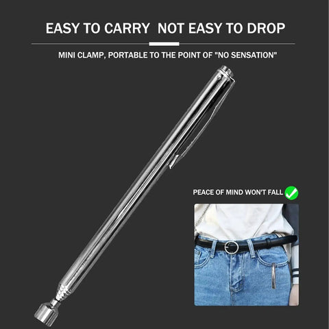Heavy Duty Four In One Telescoping Magnetic Pickup Tool Set With Flexible Claw Grabber 16 Lb Magnet Stick 2 Lb Pocket Magnet Pen 360 Degree Inspection Mirror For Gearheads And DIYers