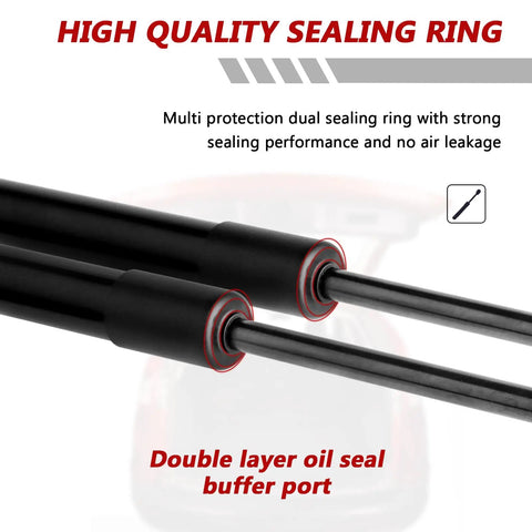 Heavy Duty Front Hood Gas Struts Built Tough As Nails For Toyota Camry 2018 To 2023 close-up showing high quality sealing ring and dual seal design.