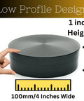 4-inch metal herb and spice grinder with 3 layers, black zinc, low-profile design.