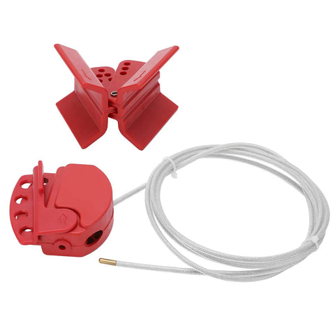 Hella Durable Adjustable Valve Lockout Device With Four Padlock Hasps And Stainless Steel Cable For Multiuser Industrial Lockout Tagout Safety Procedures On The Job In Oil Fields
