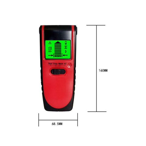 Top Notch Three In One Wall Scanner And Heavy Duty Stud Finder With Crisp LCD Screen, measuring 160mm by 68.5mm for easy use.