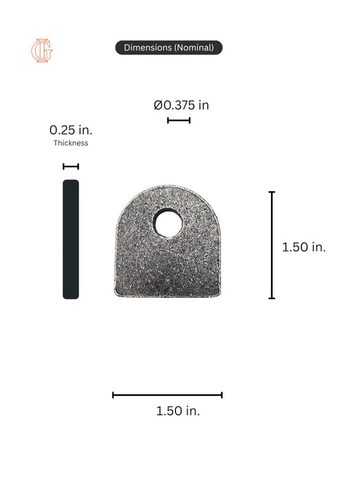 Weld On Mounting Tabs Built From A36 Steel One And One Half Inch By One And One Half Inch Tabs With Three Eighths Inch Holes MIG