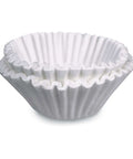 Brew Rite Coffee Filters For 12-Cup Brewers, Bunn-Style Commercial Paper Filters, showing a stack of white paper filters 9.75 by 4.25 inch