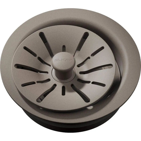 Quartz Color Matched Disposer Flange With Removable Basket Strainer And Rubber Stopper 3-1/2 Inch Polymer Drain Black Finish