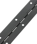 Stainless Steel Piano Hinge Kit Two Pack Six Inch Heavy Duty Continuous Cabinet Hardware With Mounting Screws Black Finish, close-up view.