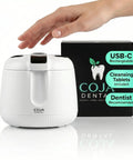 Ultrasonic Retainer Cleaner Pro With UV Light Rechargeable Dental Pod For Mouthguards Dentures And Aligners Three Cleaning Modes Quick Deep Gentle Tablets Included, white USB-C pod and box