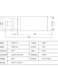 Kickass 1.5KW Water Cooled CNC Spindle Motor With ER11 Collet Kit technical drawing with dimensions and specifications.