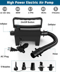 Portable Electric Air Pump 460W Quick Fill Inflator With Hose And Five Nozzles 120V AC 2.1 PSI 45 CFM Deflator