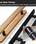 Two Sided Solid Wood Glass Door Handle Kit Rustic Sliding Barn Style Modern Push Pull Door Handle Set For Indoor Outdoor Use Dope Black Finish 16 Inch 40 Cm, stainless steel fittings