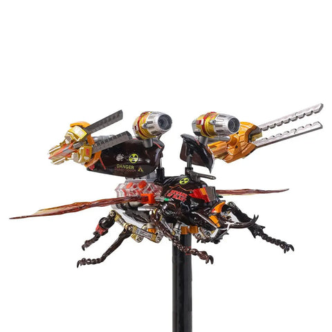3D DIY Mechanical Beetle Assembly Model With Mechanical Transmission, Futuristic Desktop Ornament For Enthusiasts And Gift Givers, Dynamic Kit Version With LED Accent Lights, red 15x21x11.5cm