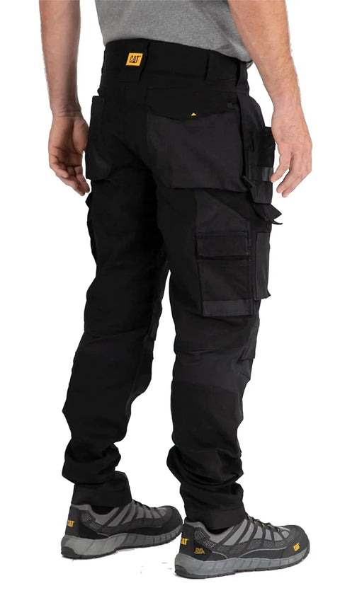 Back view of Men's Advanced Trademark Stretch Pant Slim Fit Black 34W X 32L Durable Canvas Blend Belt Loops 15 Inch Leg Opening