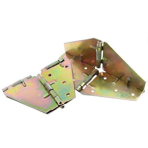 Heavy Duty Folding Table Hinge Two Pack showing galvanized iron hinges with springs and installation holes for easy assembly.