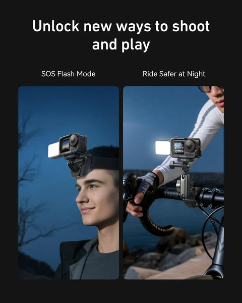 Mini LED Vlogging Light For Action Cameras And DJI Osmo Action Gear Magnetic Fill Light With Quick Release Bracket on helmet and bike