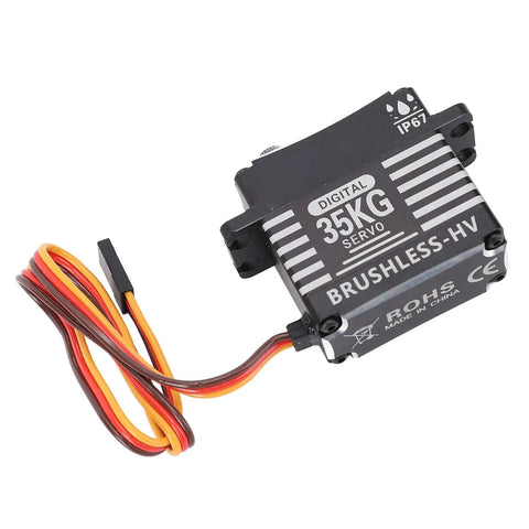 Hella Smooth 35Kg Aluminum Alloy RC Servo Featuring Kickass Metal Gears Flexin Beast Level Torque For Rock Crawling And Trail Running RCs Steering Control Module Upgrade, showing top view and wires.