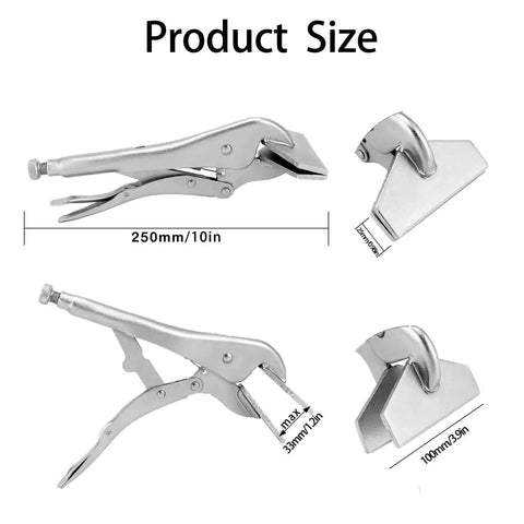 10 Inch Locking Sheet Metal Tool With Adjustable Opening Nickel Plated Pliers Product Size Chart