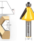 Chamfer Router Bit Set With Bevel Edge Forming Five Bit Kit One Half Inch Shank Model 13508 with 30° angle illustration