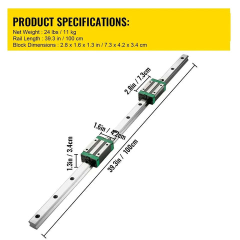 Get Your Shop Ready With This Hot Linear Guide Rail Kit Featuring Two Smooth HGR20 Rails And One Heavy Duty RM1605 Ballscrew, Perfect For DIY Routers Lathes And Mills To Level Up Your Machining Game Today! 100cm rail, 24 lbs