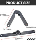 180 Degree Rotatable Lid Hinges, 9 Inch Folding Hinges, Beefed Up Heavy Duty Reinforced 4 Pack For Toolboxes Chests And Storage Lids, Durable Steel Construction With Smooth Operation. size diagram with 9 in steel hinge and screws