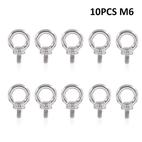 Image of 10 M6 Heavy Duty Lifting Eye Bolt Workhorse For Industrial Rigging In 304 Stainless Steel Shoulder Ring Eyebolt