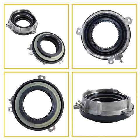 Hella Tough 4wd Auto Locking Hub Actuator Pair showing two different angles and detailed components for 2003-2015 Ford F150.