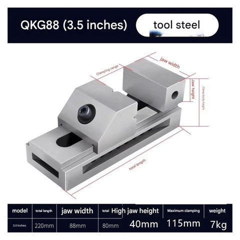 Heavy Duty Lathe Vise With Replaceable Jaws And Integrated Clamping Slots For Versatile Workholding, 3.5 inch opening, steel