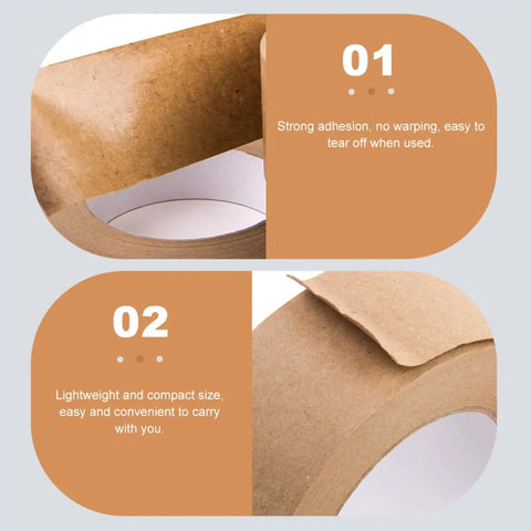 Water Activated Kraft Paper Tape Writable Waterproof Packing Tape 3.6 Cm Wide Eco Friendly For Shipping Boxes And Home Cartons 2 Rolls