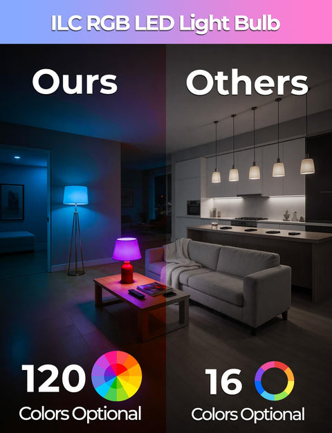 Color Changing LED Bulb With Remote Control, 120 Colors, 900 Lumens, 10W LED, 70W Equiv, RGB Mood Lighting For Your Pad, DIY Strobe Effect, A19 E26 Screw, 2 Pack