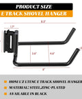 4 Pack E Track Double J Hooks Heavy Duty Steel Tool Hangers For Trailers Trucks And Garages Keep Shovels Cables Bags And Gear Off The Floor Easy Access Storage And Organization, 8.5 in steel, zinc-plated shovel hanger