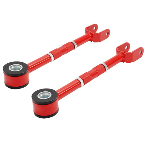 Adjustable Rear Traction Rod Kit For Nissan 350Z Z33 And Infiniti G35 Coupe Sedan Tighten Up Handling And Stability With Precision Steering Steel Radius Arms Powder Coated Red, red pair