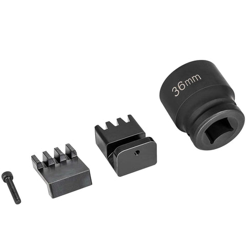 Duramax Flywheel Locking Tool Kit With 36mm Harmonic Balancer Socket And 3/4 Inch Drive For 6.6L Diesel with components displayed