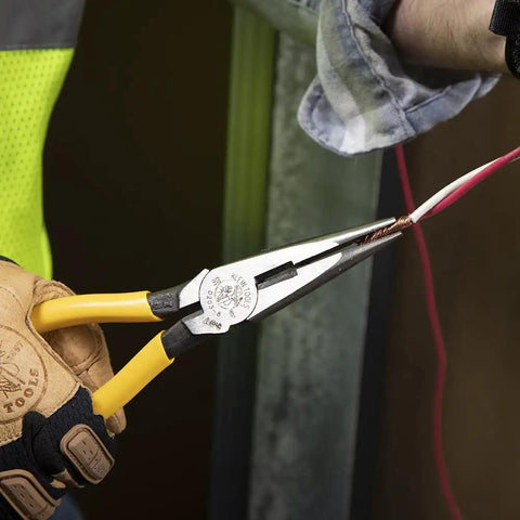 Heavy Duty 8 Inch Needle Nose Pliers With Extended Handles For Tight Spaces Long Nose Side Cutters and Alligator Pliers in use