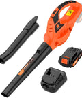 21V Cordless Leaf Blower, Ultra Lightweight Handheld With 2.0Ah Battery And Fast Charger, Adjustable Speeds, Turbo Air