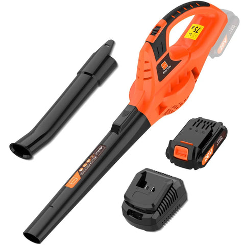 21V Cordless Leaf Blower, Ultra Lightweight Handheld With 2.0Ah Battery And Fast Charger, Adjustable Speeds, Turbo Air