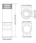Technical drawing of 20mm Stainless Steel Bench Dogs Set With Rubber Connector For T Track Workbenches And Tables Rock Solid Hold