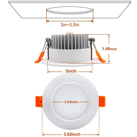 Lit 3.5 Inch LED Recessed Lighting Downlight 7W Dimmable 3000K Warm White CRI80 Energy Saving Ceiling Light With LED Driver 10 Pack For Kitchen Bathroom Living Room