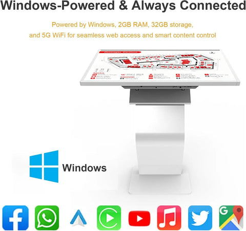 Top Notch 43 Inch Interactive Touch Screen Kiosk With Slick 10 Point Capacitive Panel for digital signage, showing touchscreen display.