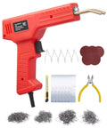 100W Plastic Welder Gun With 800 Hot Staples And Led Light Rapid Heating Bumper Repair Kit For Cars Kayaks And Toys components and tools in red and metal