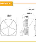 Dimension diagram of Badass 1200W LED Stadium Flood Light Pumping Out Hella Bright 131900 Lumens At 5000 Kelvin with measurements.