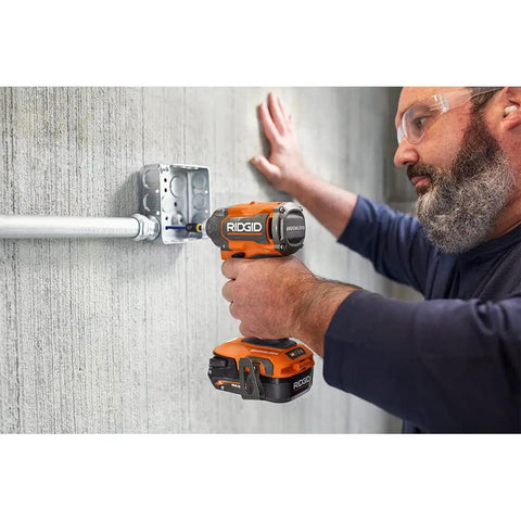18V Brushless Cordless Impact Driver Tool Only 3 Speed Settings One Quarter Inch Hex Chuck Compact Pro Grade used on wall