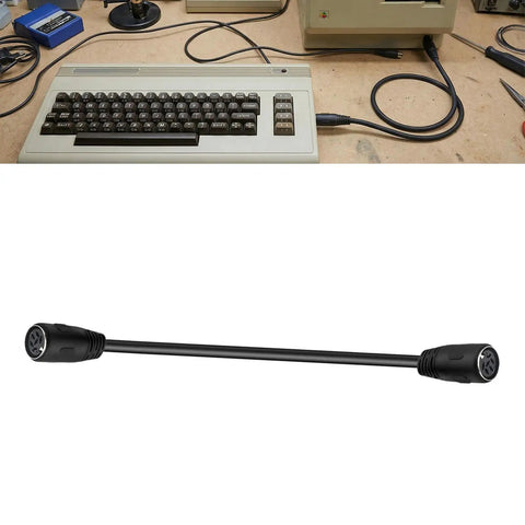 DIN 6 Pin Female To Female Extension Cable For Digital Audio And Data Links, black, connecting audio equipment.